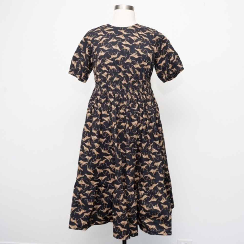 Leota. Faye Cheeta Print Poplin Cotton Dress.